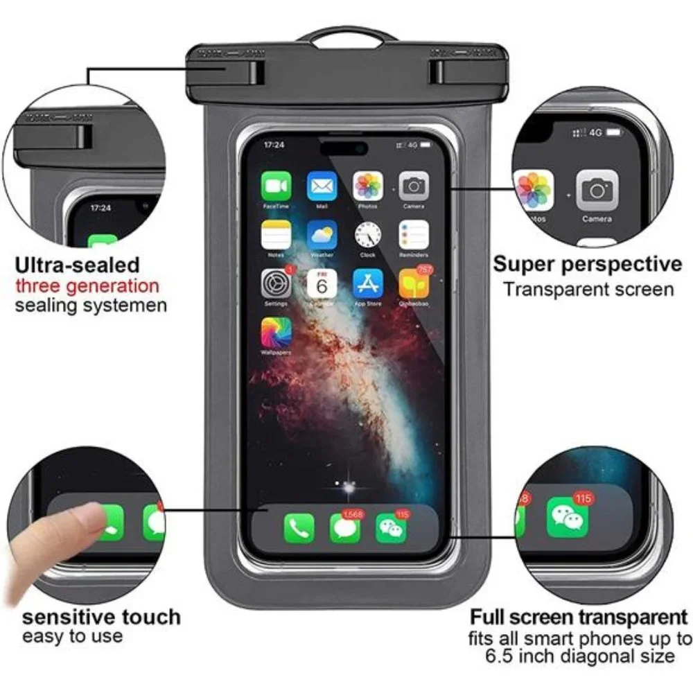 6 Pack Universal Waterproof Phone Pouch, Large Phone Waterproof Case Dry Bag